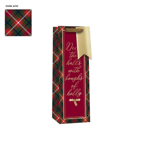 BOTTLE BAG TARTAN TEXT