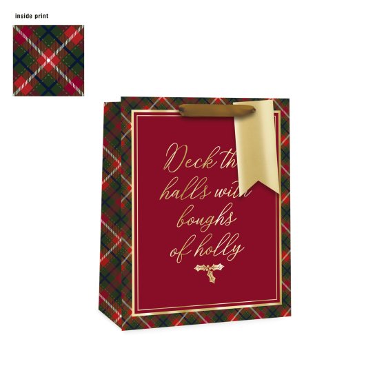 GIFT BAG TARTAN TEXT L