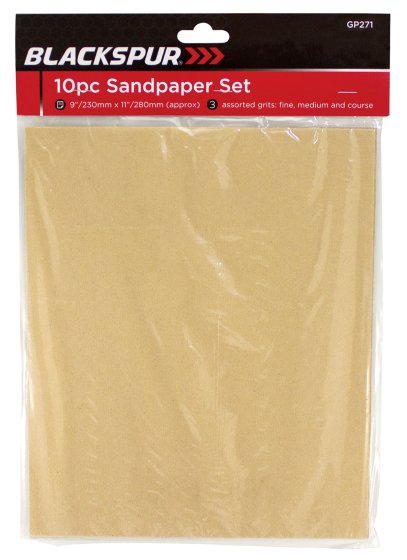 SANDPAPER ASSTD GRADE 10PC