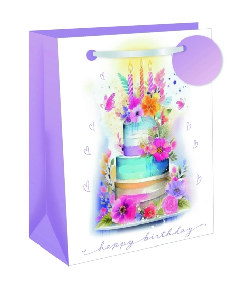 SJ15153 SJ15153 GIFT BAG FLORAL CAKE MEDIUM