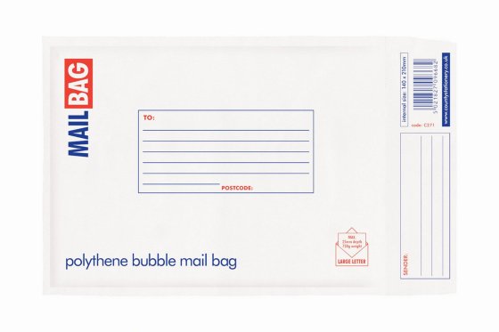 CJ0202 SJ00102 SML BUBBLE LINED POLY MAIL BAG