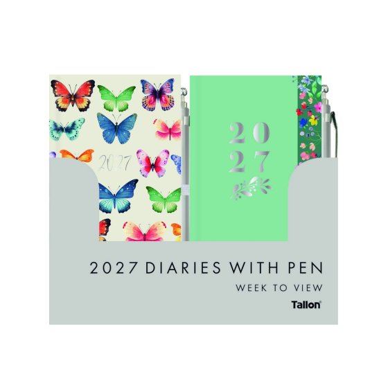DJ0702 2027 DIARY PEN VINTAGE FLOWERS