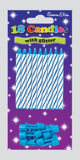 SH12023 CANDLES SPIRAL BLUE GLITTER 18