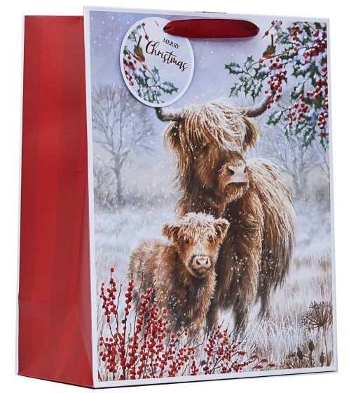 XH2905 GIFT BAG HIGHLAND COW L