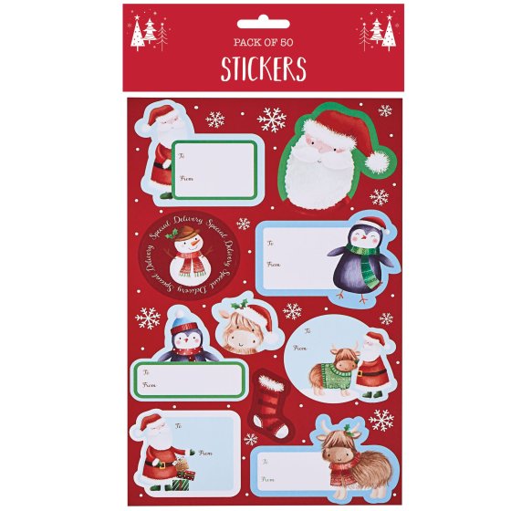 XH0911 STICKERS SANTA SNOW 50 PK