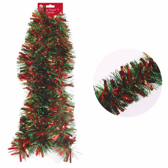 XH3507 TINSEL 2M CHUNKY RED/GREEN