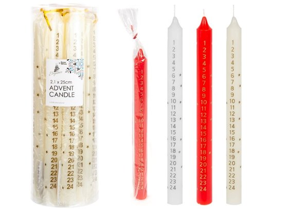 XH6502 CANDLE ADVENT 2.1 X 25CM ASST