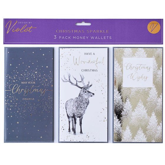 XG2212 MONEY WALLETS CHRISTMAS SPARKLE 3PK