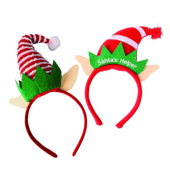 HEADBAND SANTAS HELPER 2 ASST