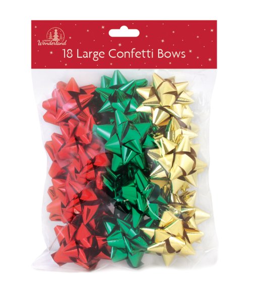 XH3408 BOW CONFETTI LRG RED GOLD GREE
