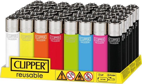 SJ11611 SJ11611 LIGHTER CLIPPER FLINT SOLID COLOURS ASST