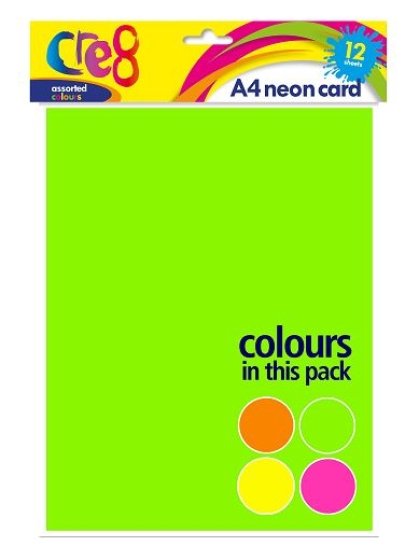 AJ0420 CRE8 NEON CARD A4 12 SHEETS 200GSM