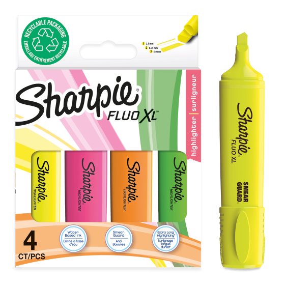 SH07703 HIGHLIGHTER SHARPIE FLUO XL 4P