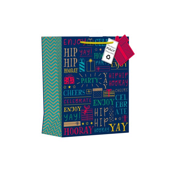 GIFT BAG KRAFT TEXT LRG