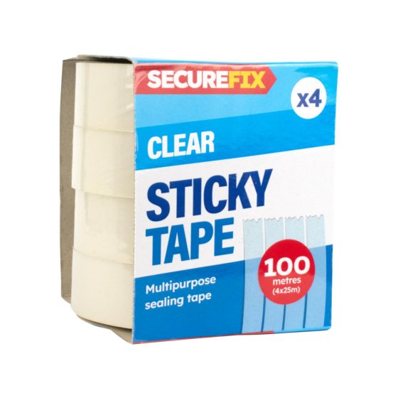TAPE CLEAR STICKY TAPE 25M 4PK