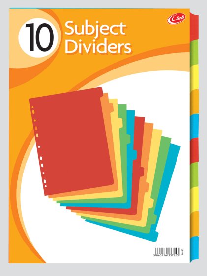 SH03212 DIVIDERS A4 10 PART KARNIVAL
