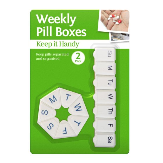 PILL BOX 7 DAY WEEKLY 2PK