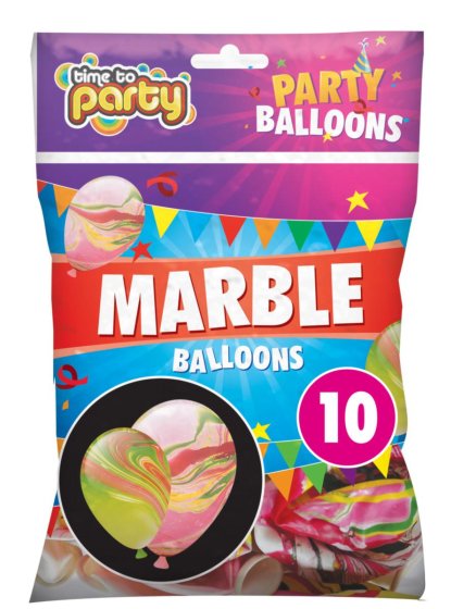 MARBLE BALLOONS 10PK