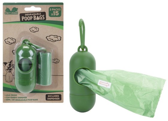SJ11403 SJ11403 DEGRADABLE DOGGY POOP BAGS N DISPENSER 30PK