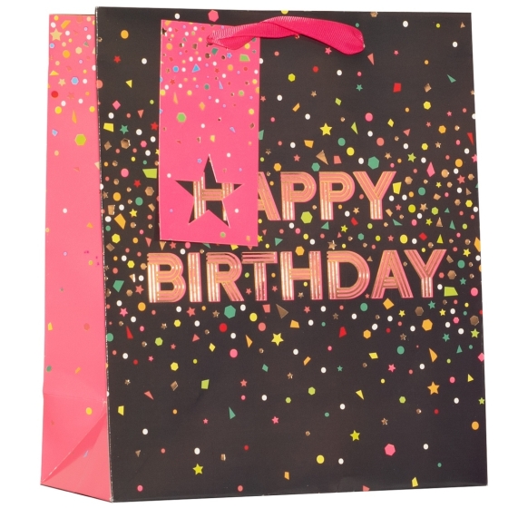 SJ15123 SJ15123 GIFT BAG HAPPY BIRTHDAY PINK MEDIUM