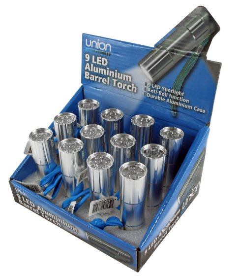 SJ11602 SJ11602 TORCH UNION 9 LED ALUMINIUM BARREL