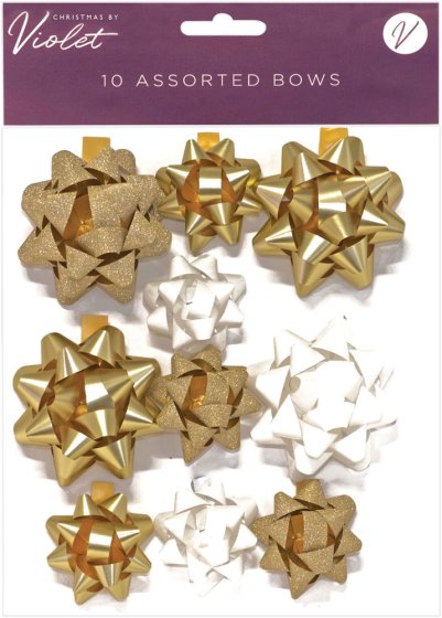 XH2212 BOW GOLD N WHITE ASST 10PK