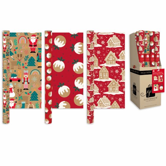 XH1201 WRAP ROLL 2M X 69CM FESTIVE KR
