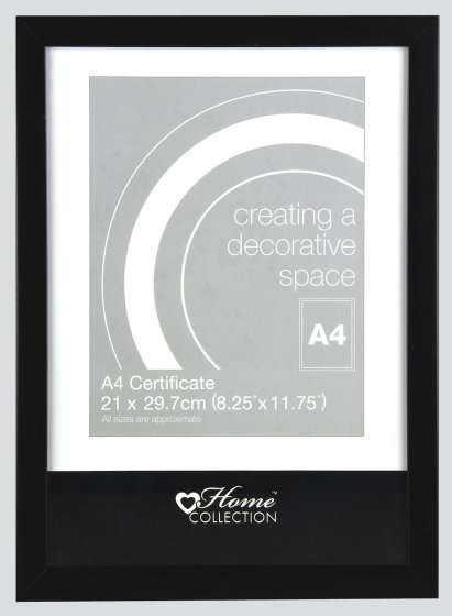 SH10807 A4 CERTIFICATE PHOTO FRAME BLK