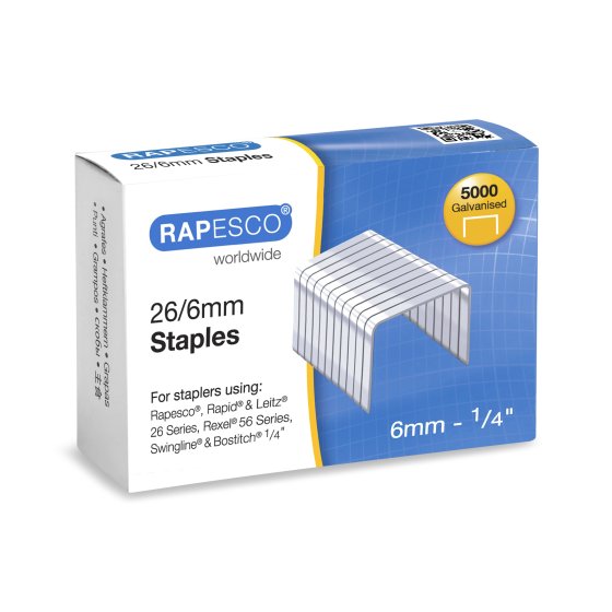 CH0412 SH05011 STAPLES 26/6MM BOX OF 5000