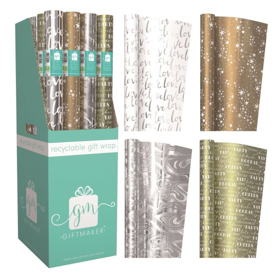 SH13902 GIFT WRAP ROLL 1.5M FOIL CELEB