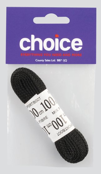 SH11017 100CM FLAT BLACK BOOT LACES