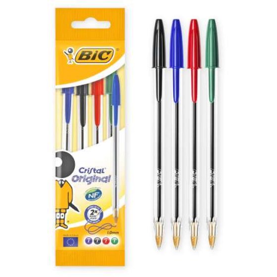 CH0908 SH06803 PEN BIC CRISTAL POUCH 4 ASST