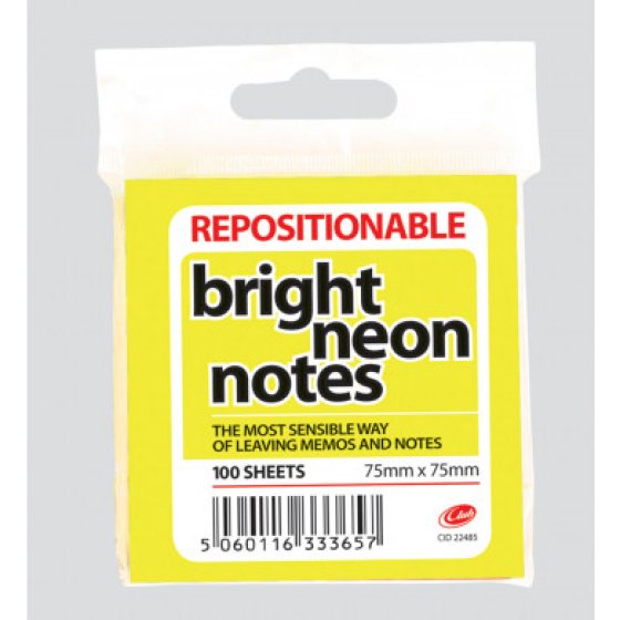 CJ0710 SJ02803 STICKY NOTES NEON 75 X 75