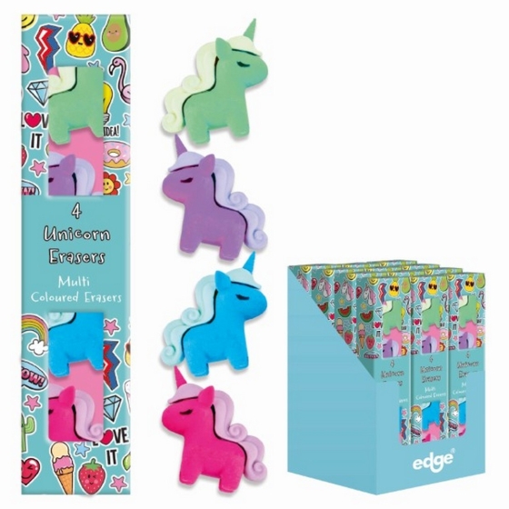 SJ08212 SJ08212 NOVELTY CHARMING UNICORN ERASERS 4PK