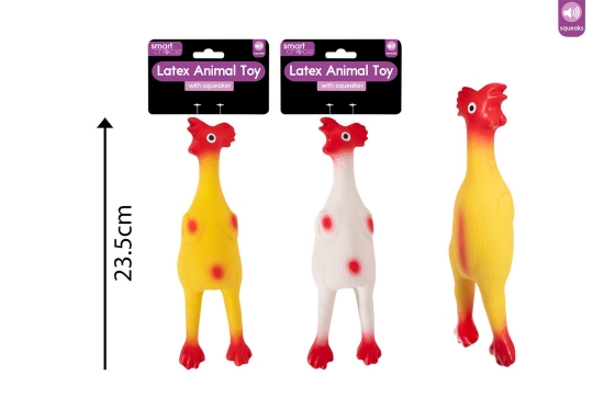 SJ11309 DOG TOY SQUEAKING LATEX CHICKEN ASST