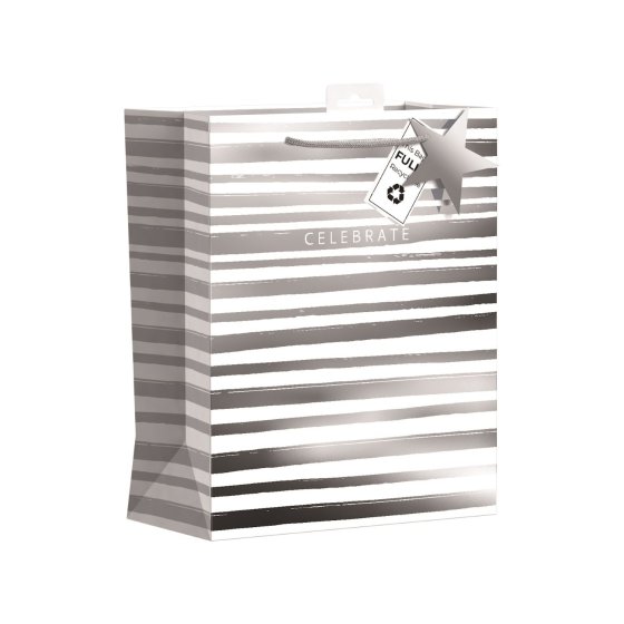SH14516 GIFT BAG LRG SILVER CELEBRATE