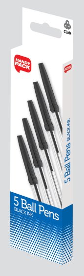 SH06706 PENS BLACK STICK PACK OF 5