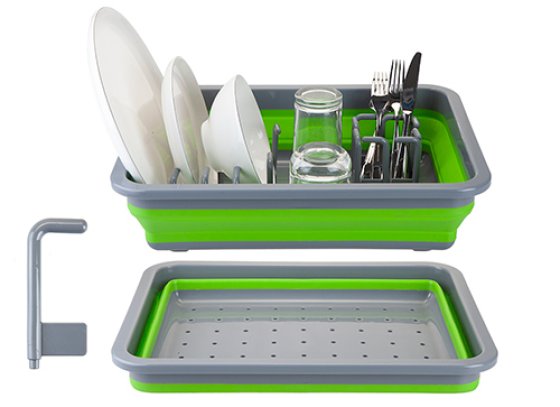 SUMMIT POP DISH RACK DRAINER W/ADJUSTABLE INSERTS LIME/GREY