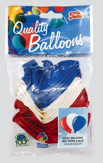 BALLOONS RED WHITE BLUE 12IN