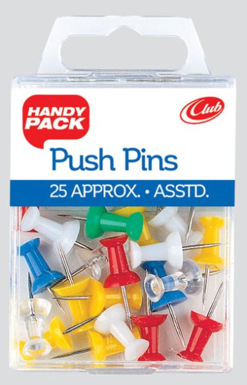 SH04809 PUSH PINS HANDY PK COLOURED