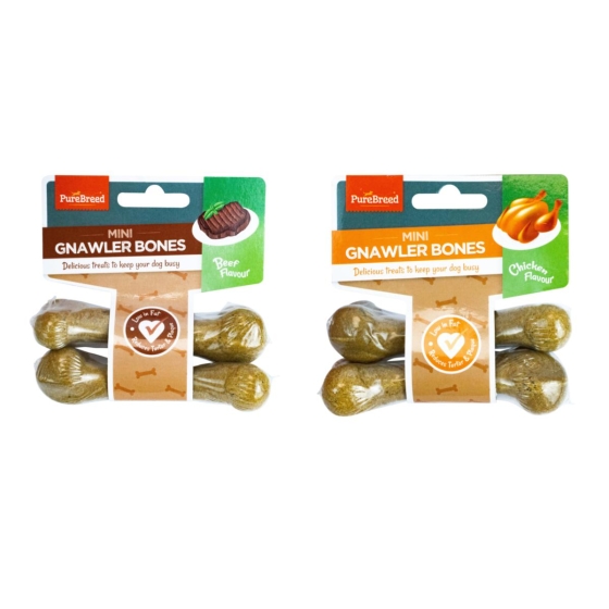DOG TREATS MINI GNAWLER BONES 2PK 40G X 2