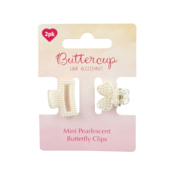 HAIR CLIPS PEARLESCENT DESIGN SMALL 2PK