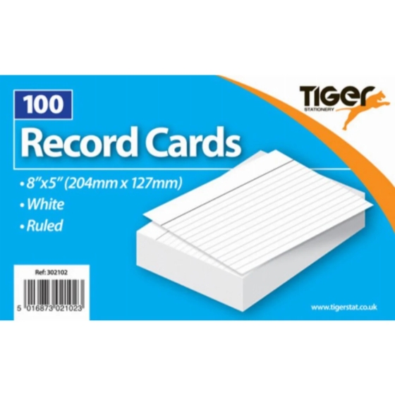 AJ0408 SH02903 100 RECORD CARDS WHITE 8X5