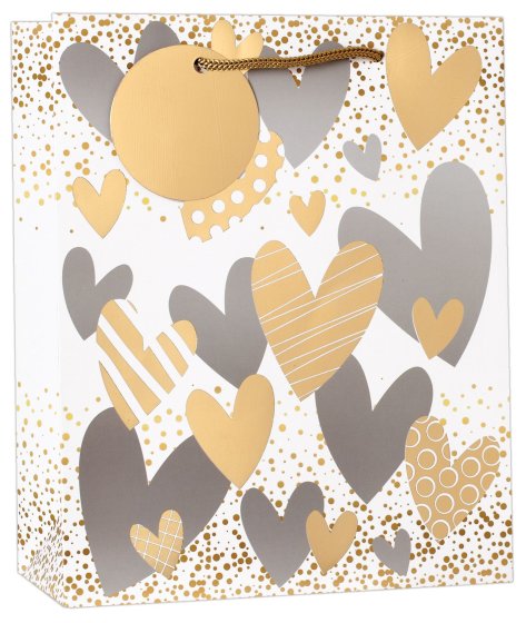 SH14515 GIFT BAG FOIL HEARTS SM