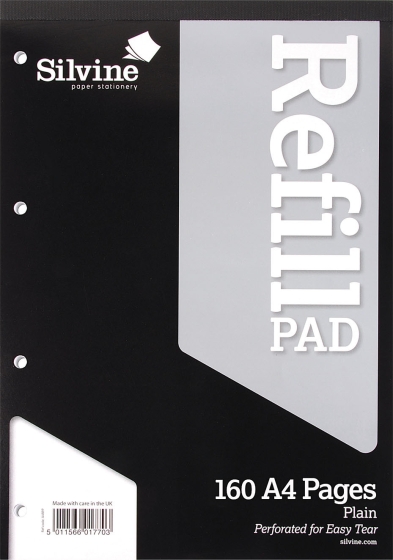 SJ02909 SILVINE A4 REFILL PLAIN