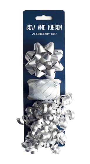 SH13403 RIBBON COP AND 3 BOWS  SILVER