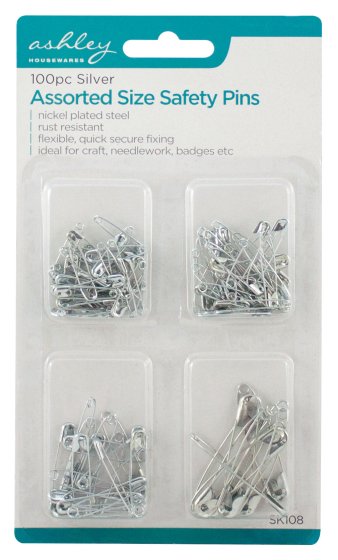 SAFETY PINS ASSORTED SIZE SILV