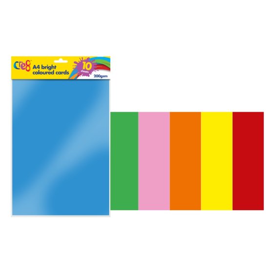 AJ0416 CRE8 A4 BRIGHT COLOUR CARD 10 SH 200GSM