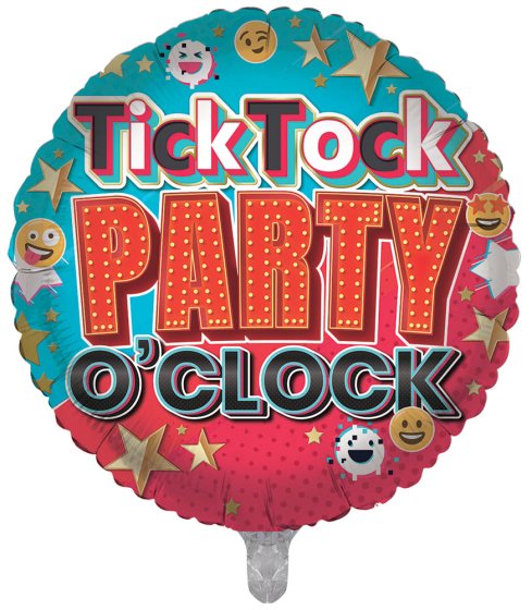 SH12724 BALLOON 18IN FOIL TICK TOCK PA