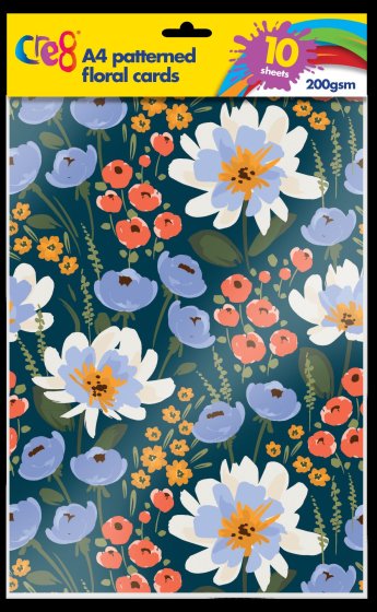 AJ0418 CRE8 FLORAL CARD A4 10 SHEETS 200GSM